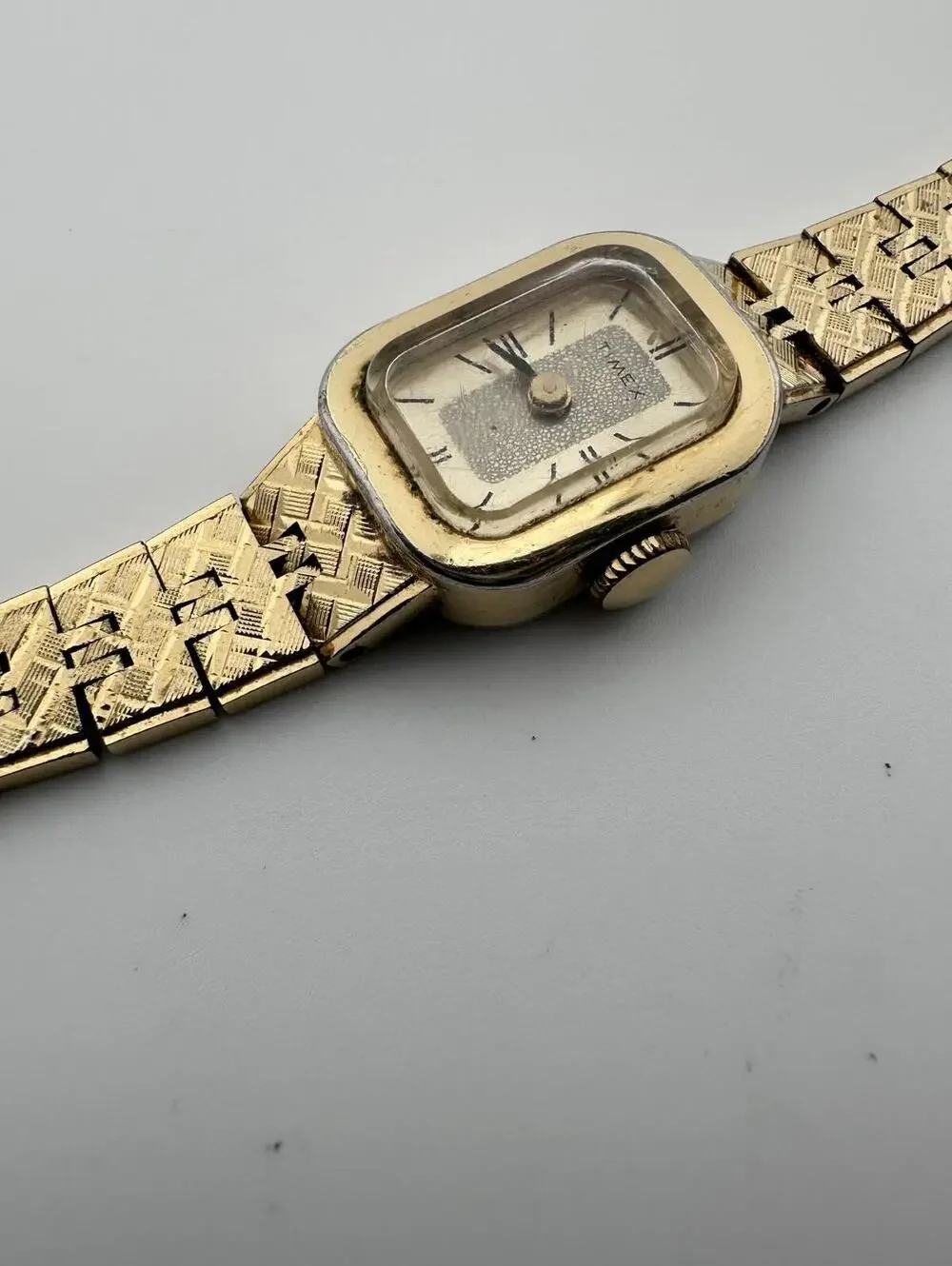 Timex Womens 15mm Gold Tone Automatic Vintage Rectangular Watch